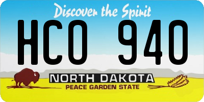 ND license plate HCO940