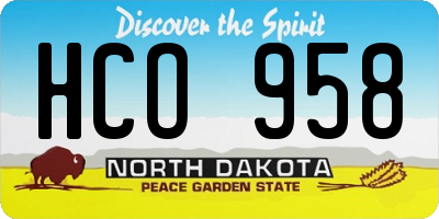 ND license plate HCO958