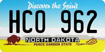 ND license plate HCO962