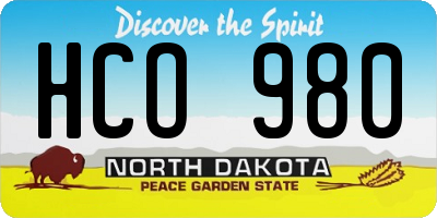 ND license plate HCO980