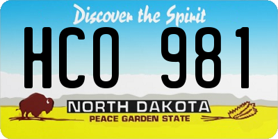 ND license plate HCO981