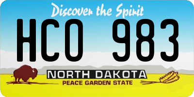 ND license plate HCO983