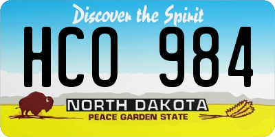 ND license plate HCO984