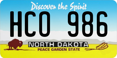 ND license plate HCO986