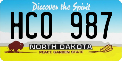 ND license plate HCO987