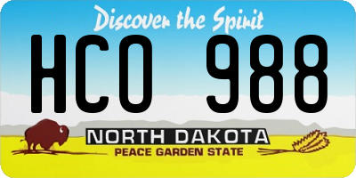 ND license plate HCO988