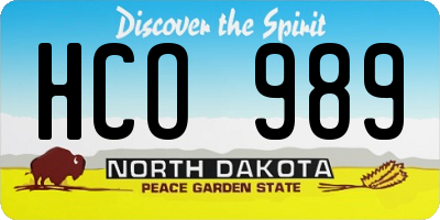 ND license plate HCO989