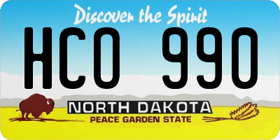 ND license plate HCO990