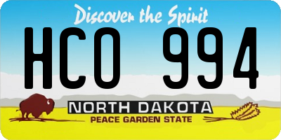 ND license plate HCO994