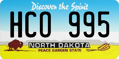 ND license plate HCO995