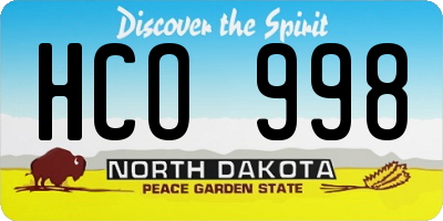 ND license plate HCO998