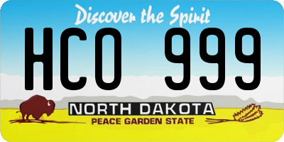 ND license plate HCO999