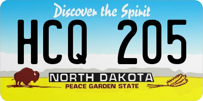 ND license plate HCQ205