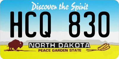 ND license plate HCQ830