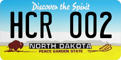 ND license plate HCR002