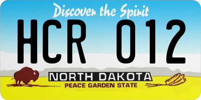 ND license plate HCR012