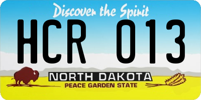 ND license plate HCR013