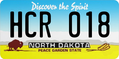 ND license plate HCR018