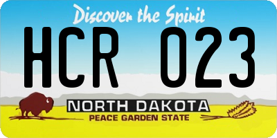 ND license plate HCR023