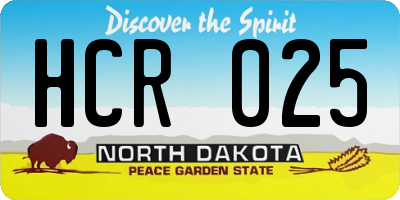 ND license plate HCR025