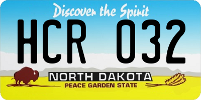 ND license plate HCR032