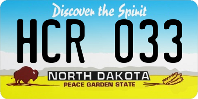 ND license plate HCR033