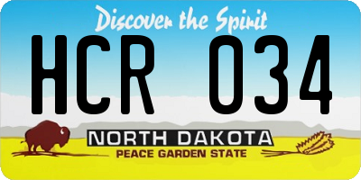 ND license plate HCR034