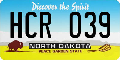ND license plate HCR039