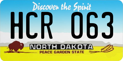 ND license plate HCR063