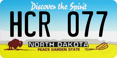 ND license plate HCR077