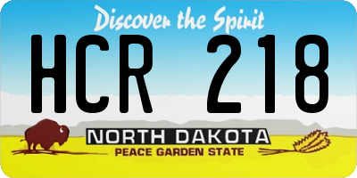 ND license plate HCR218