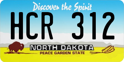 ND license plate HCR312