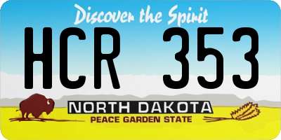 ND license plate HCR353