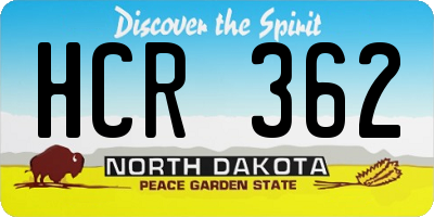 ND license plate HCR362