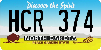 ND license plate HCR374
