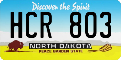 ND license plate HCR803