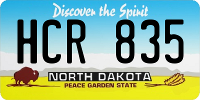 ND license plate HCR835