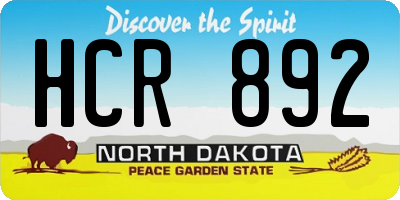 ND license plate HCR892