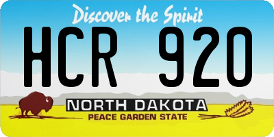 ND license plate HCR920