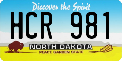 ND license plate HCR981