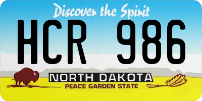 ND license plate HCR986