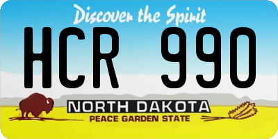 ND license plate HCR990