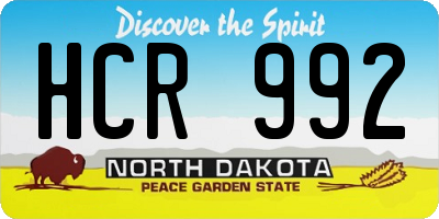 ND license plate HCR992