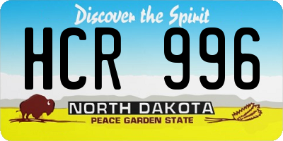 ND license plate HCR996