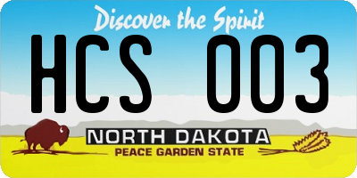 ND license plate HCS003