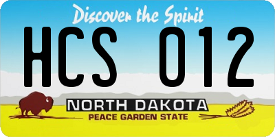 ND license plate HCS012