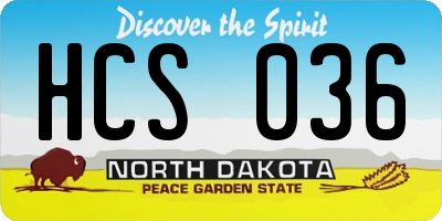 ND license plate HCS036