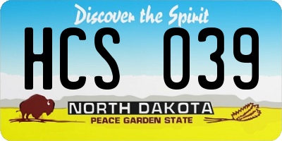 ND license plate HCS039