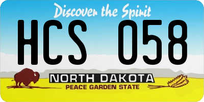 ND license plate HCS058