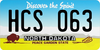ND license plate HCS063